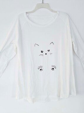 White Cat Long Sleeve Cotton/Poly Blend XXL Shirt NEW